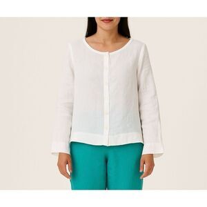 Flax NWOT linen button front shirt white relaxed fit size S small